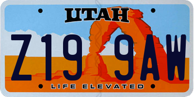 UT license plate Z199AW