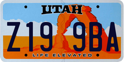 UT license plate Z199BA