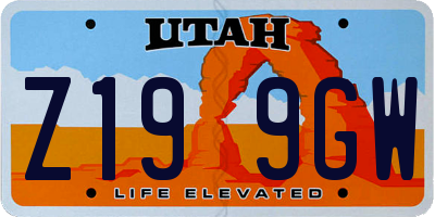 UT license plate Z199GW