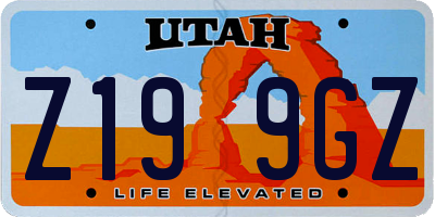 UT license plate Z199GZ