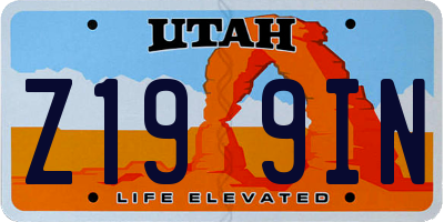 UT license plate Z199IN