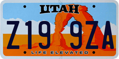 UT license plate Z199ZA