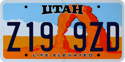 UT license plate Z199ZD