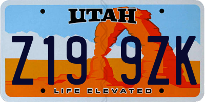 UT license plate Z199ZK