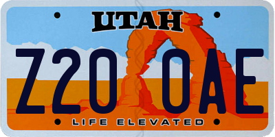 UT license plate Z200AE