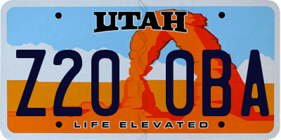UT license plate Z200BA