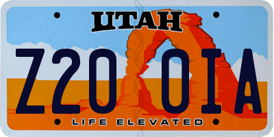UT license plate Z200IA