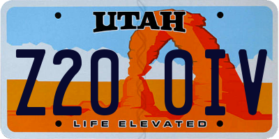 UT license plate Z200IV
