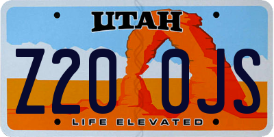 UT license plate Z200JS
