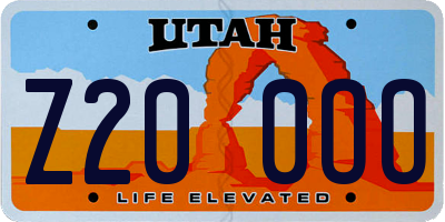UT license plate Z200OO