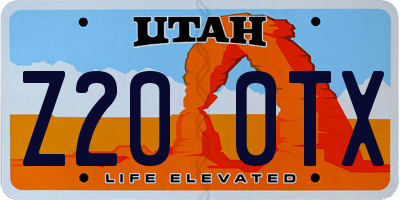 UT license plate Z200TX