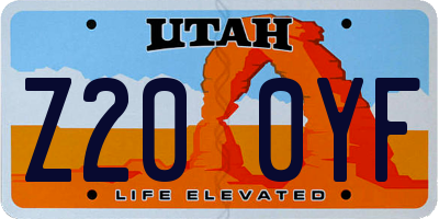 UT license plate Z200YF