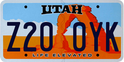 UT license plate Z200YK