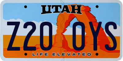 UT license plate Z200YS
