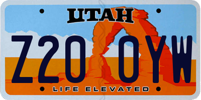 UT license plate Z200YW