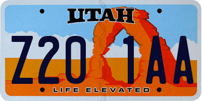 UT license plate Z201AA