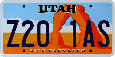 UT license plate Z201AS