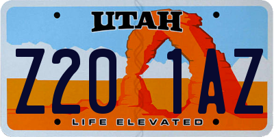 UT license plate Z201AZ
