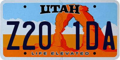 UT license plate Z201DA