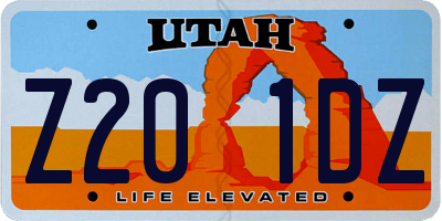 UT license plate Z201DZ