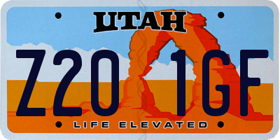 UT license plate Z201GF