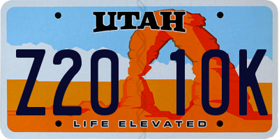 UT license plate Z201OK