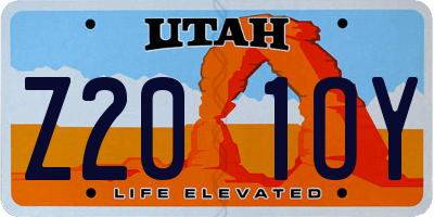 UT license plate Z201OY