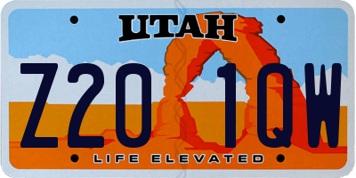 UT license plate Z201QW