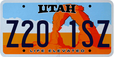 UT license plate Z201SZ
