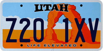 UT license plate Z201XV