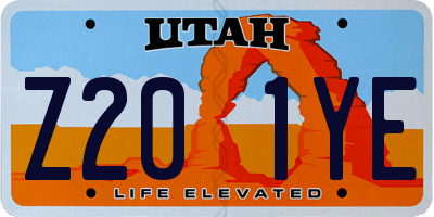 UT license plate Z201YE