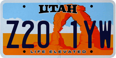 UT license plate Z201YW