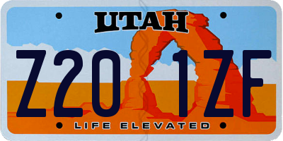 UT license plate Z201ZF