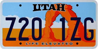 UT license plate Z201ZG