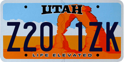 UT license plate Z201ZK