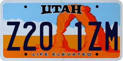UT license plate Z201ZM
