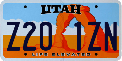 UT license plate Z201ZN