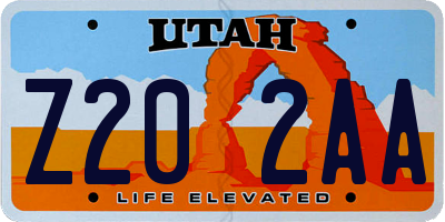 UT license plate Z202AA