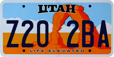 UT license plate Z202BA