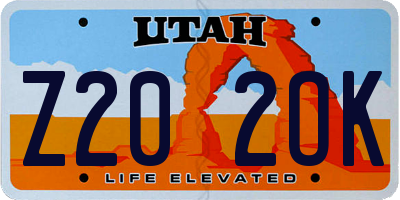 UT license plate Z202OK