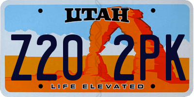 UT license plate Z202PK