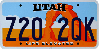 UT license plate Z202QK