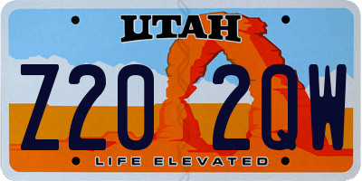 UT license plate Z202QW