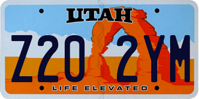 UT license plate Z202YM