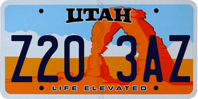 UT license plate Z203AZ