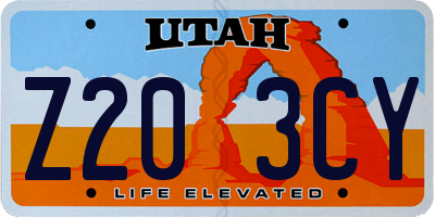 UT license plate Z203CY