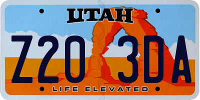 UT license plate Z203DA