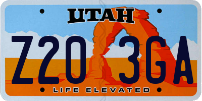 UT license plate Z203GA