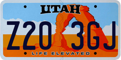 UT license plate Z203GJ