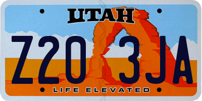 UT license plate Z203JA